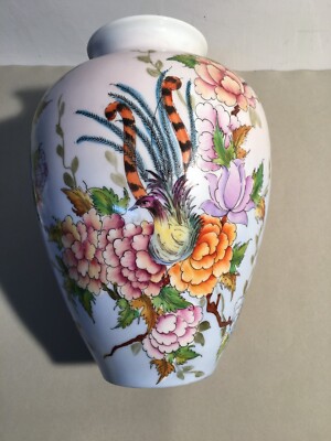 Decorativo Soprammobile: Vaso Con Artistici Decori Floreali E Uccelli