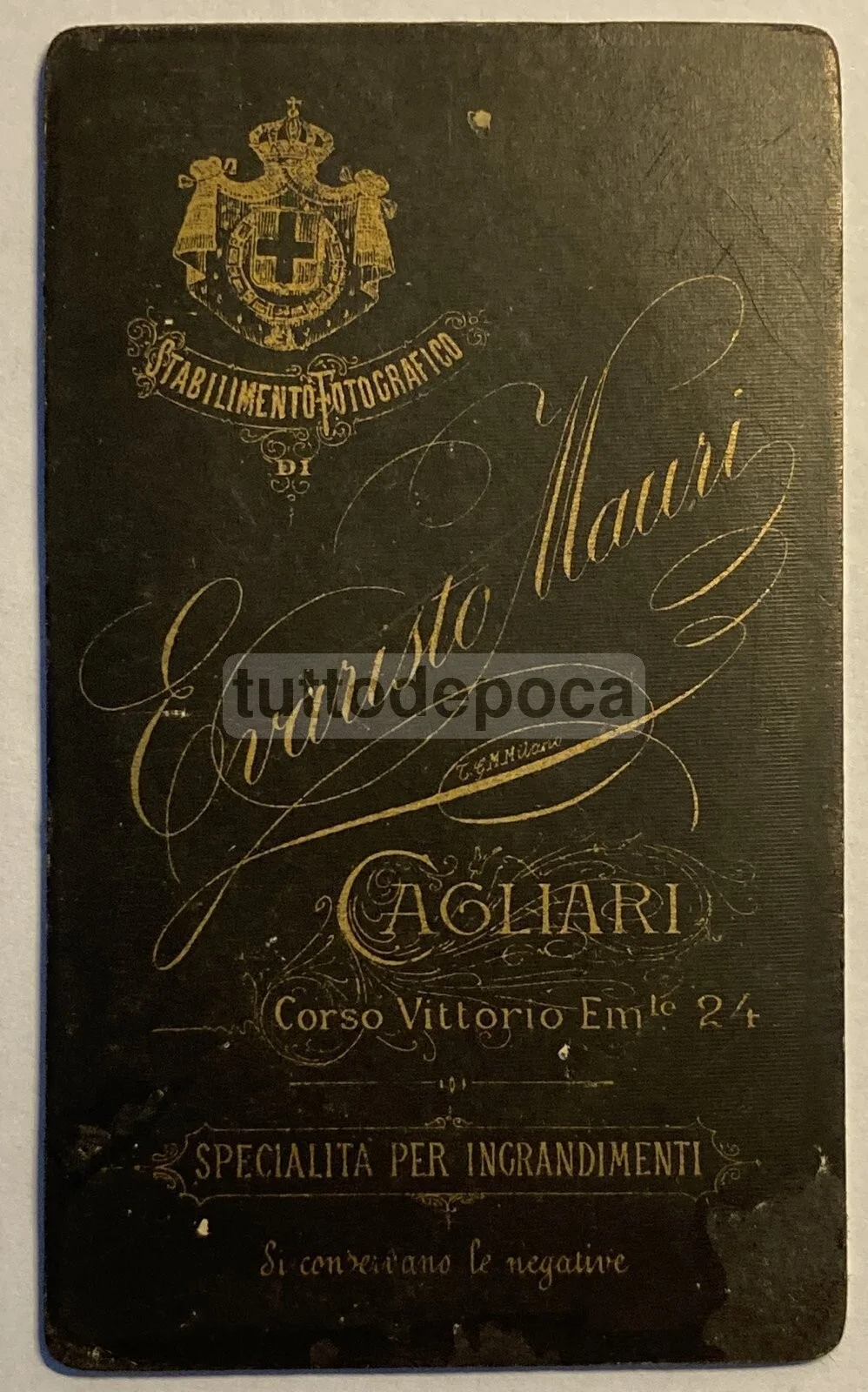 Sardinia, Cagliari. Antique Portrait, Original Photograph by Evaristo Mauri