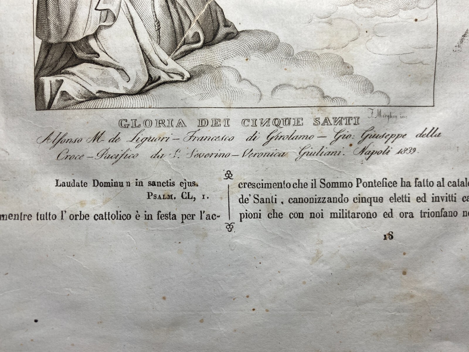 S. Alfonso Maria De' Liguori E Altri Quattro Santi   Incisione (1839)