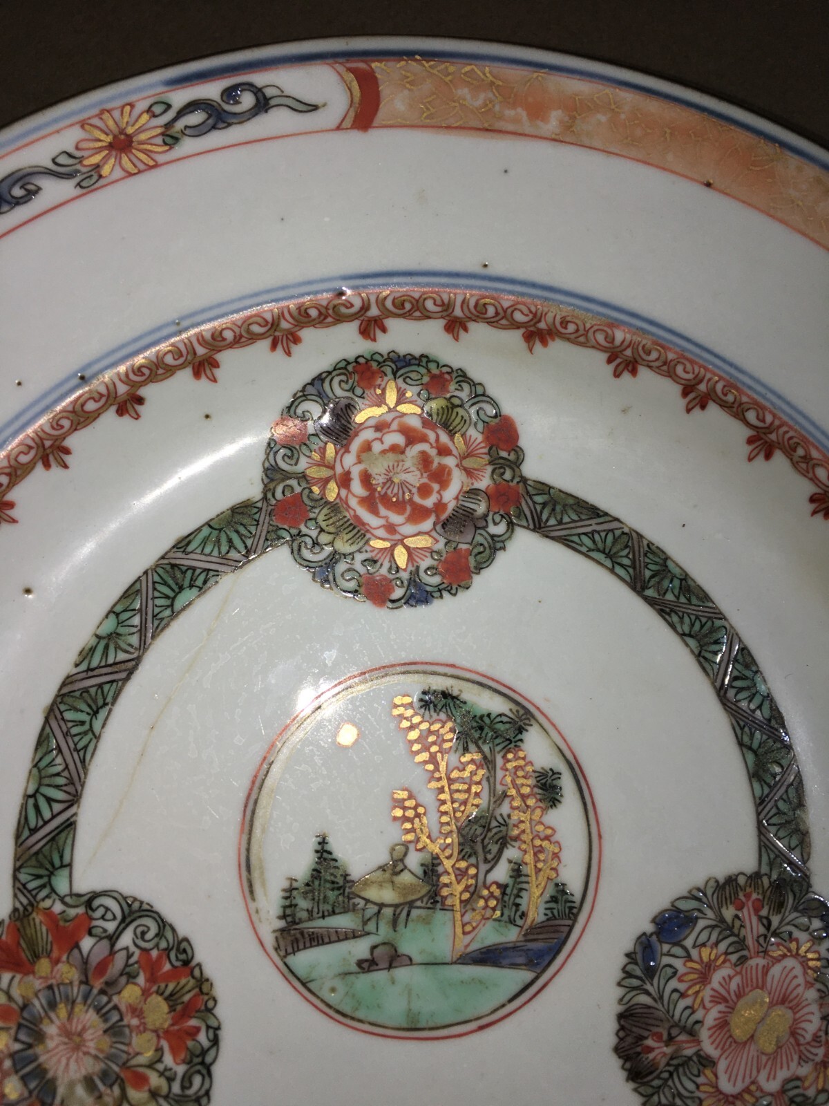 Porcellane Da Collezione: Antico Piatto Decorato, Cina, Compagnia Delle Indie