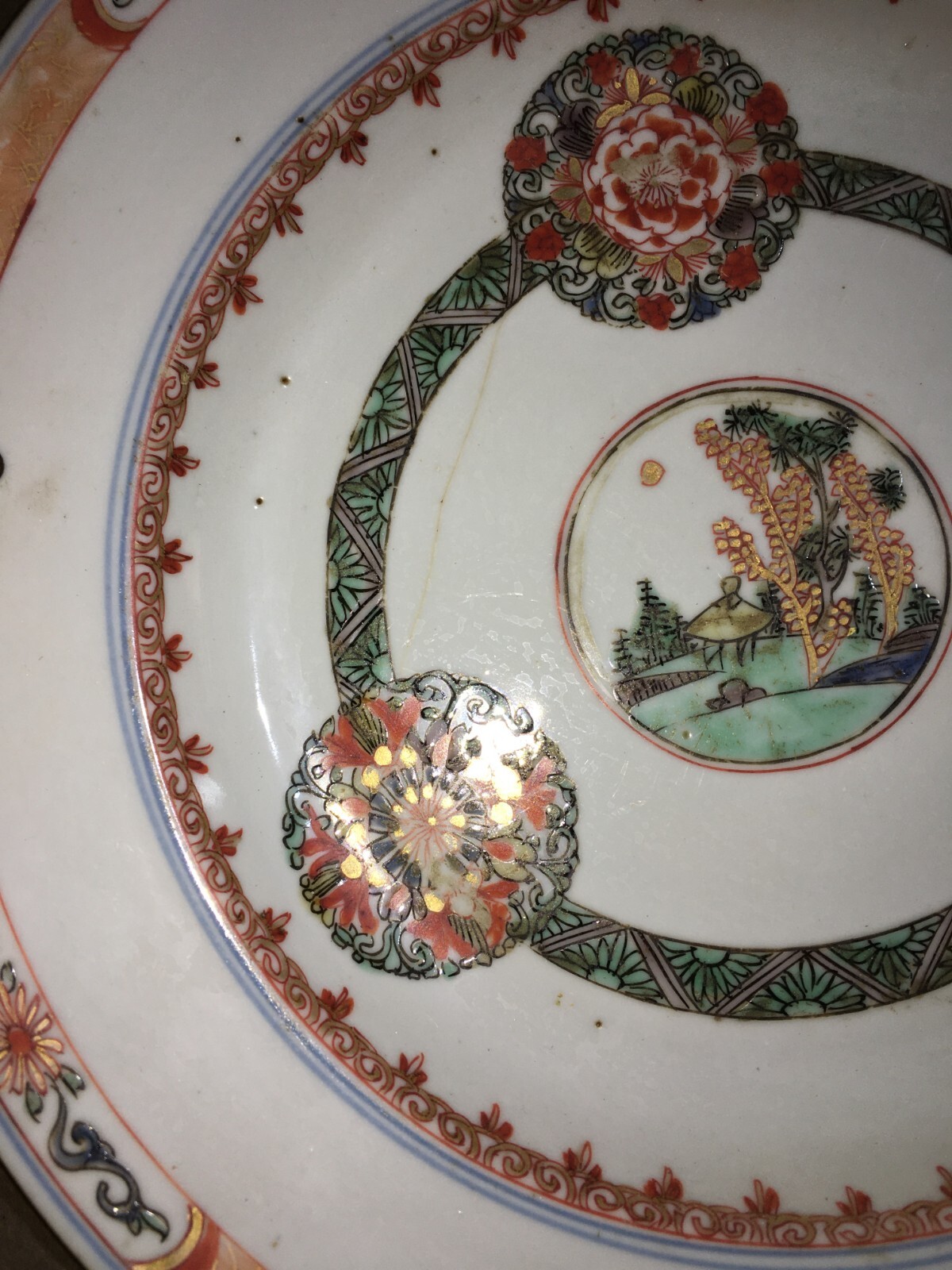 Porcellane Da Collezione: Antico Piatto Decorato, Cina, Compagnia Delle Indie