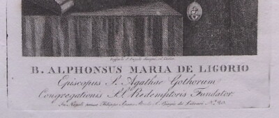 Stampa Popolare Devozionale Di Sant'Alfonso Maria De' Liguori, Napoli, Metà XIX Secolo