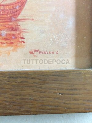 Marineria, Mare, Antico Veliero. Dipinto Su Ceramica, Opera d'Arte Firmata Marieux