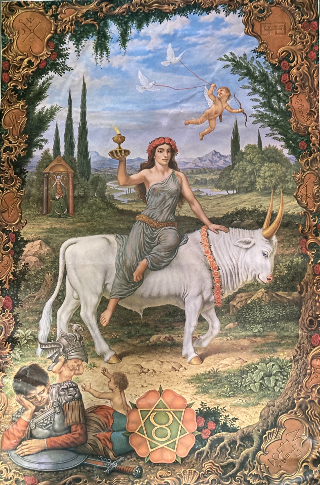 Segno Zodiacale Del Toro. Illustrazione Astrologica Ispirata A Johfra, Grande Stampa