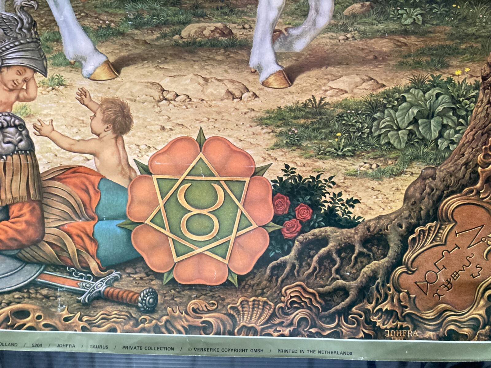 Segno Zodiacale Del Toro. Illustrazione Astrologica Ispirata A Johfra, Grande Stampa