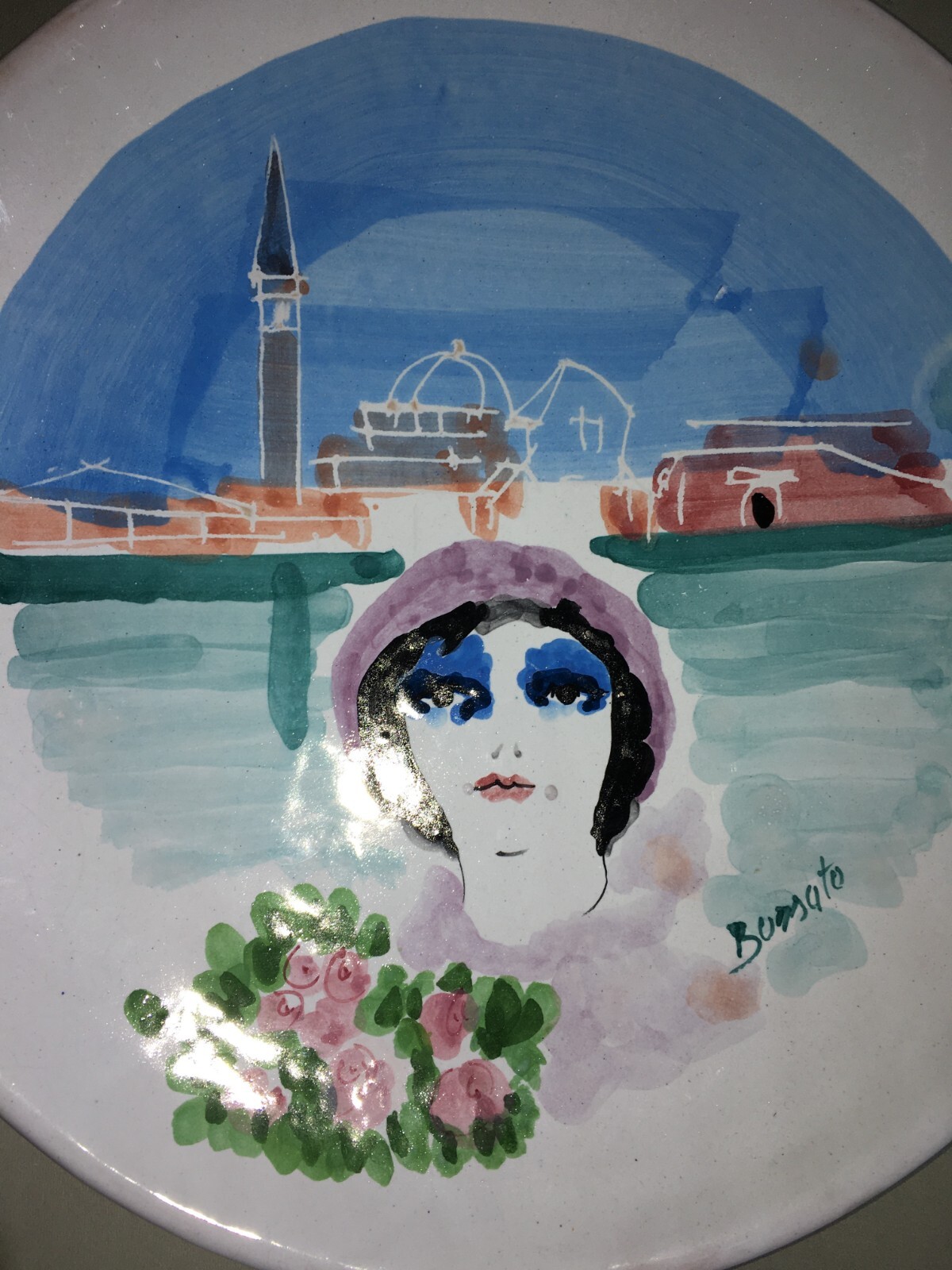 Arte, Pittura, Ceramica Artistica: Antica Deruta, Piatto Decorato A Colori Di Renato Borsato