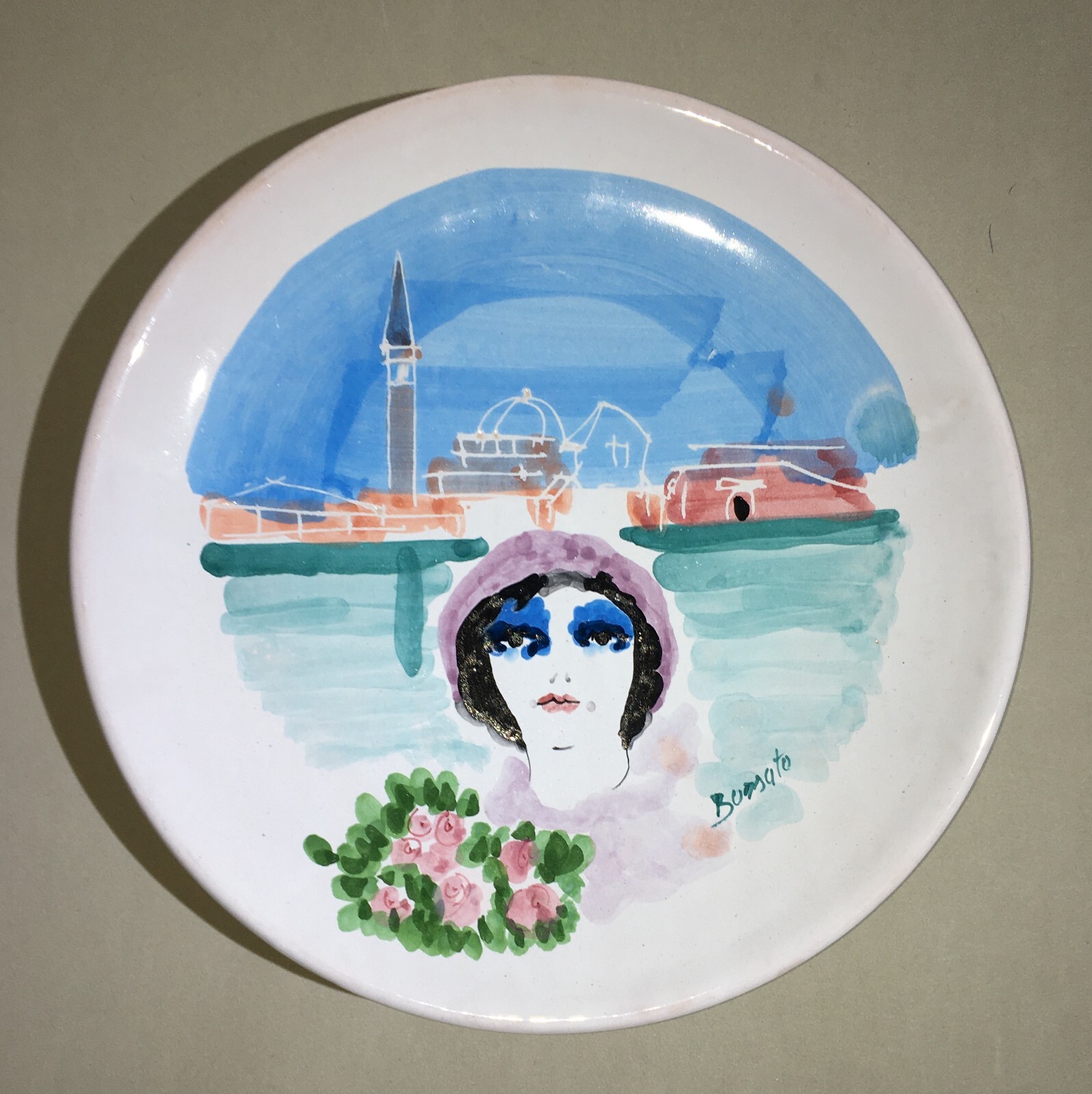 Arte, Pittura, Ceramica Artistica: Antica Deruta, Piatto Decorato A Colori Di Renato Borsato