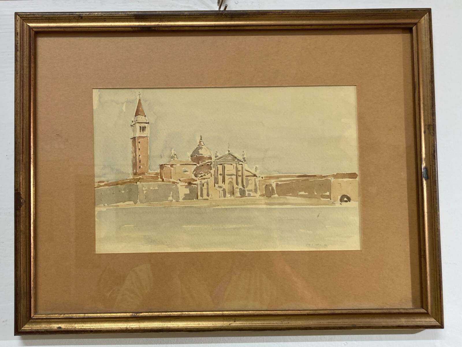 Arte Del '900, Venezia, Isola Di San Giorgio, Alessandro Minio, 1974, Acquerello