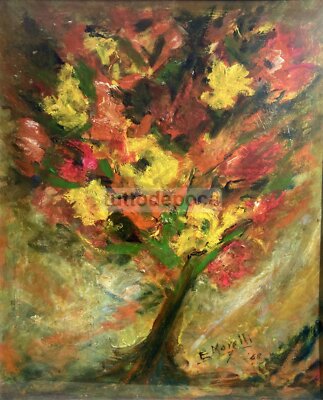 Enzo Morelli (1896 1976) Arbusto Con Fiori Diversi Olio Su Masonite 1968