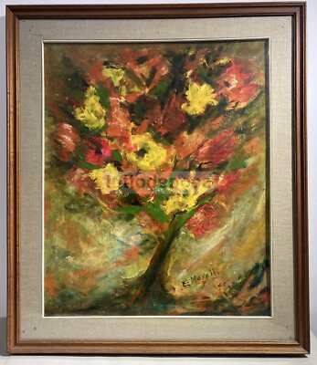 Enzo Morelli (1896 1976) Arbusto Con Fiori Diversi Olio Su Masonite 1968