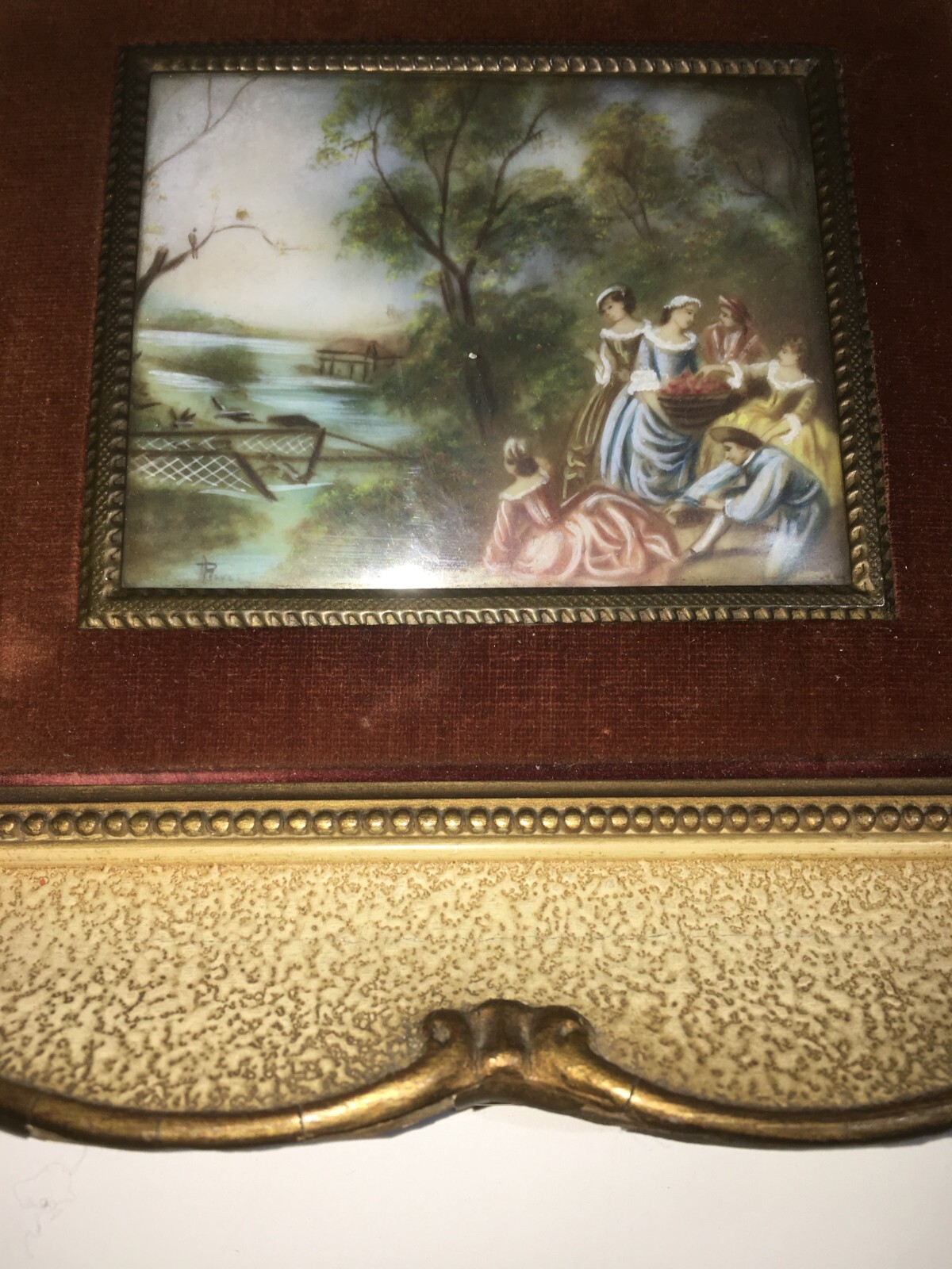 Miniatura Con Scena Campestre E Veduta Animata, Cornice d'Epoca