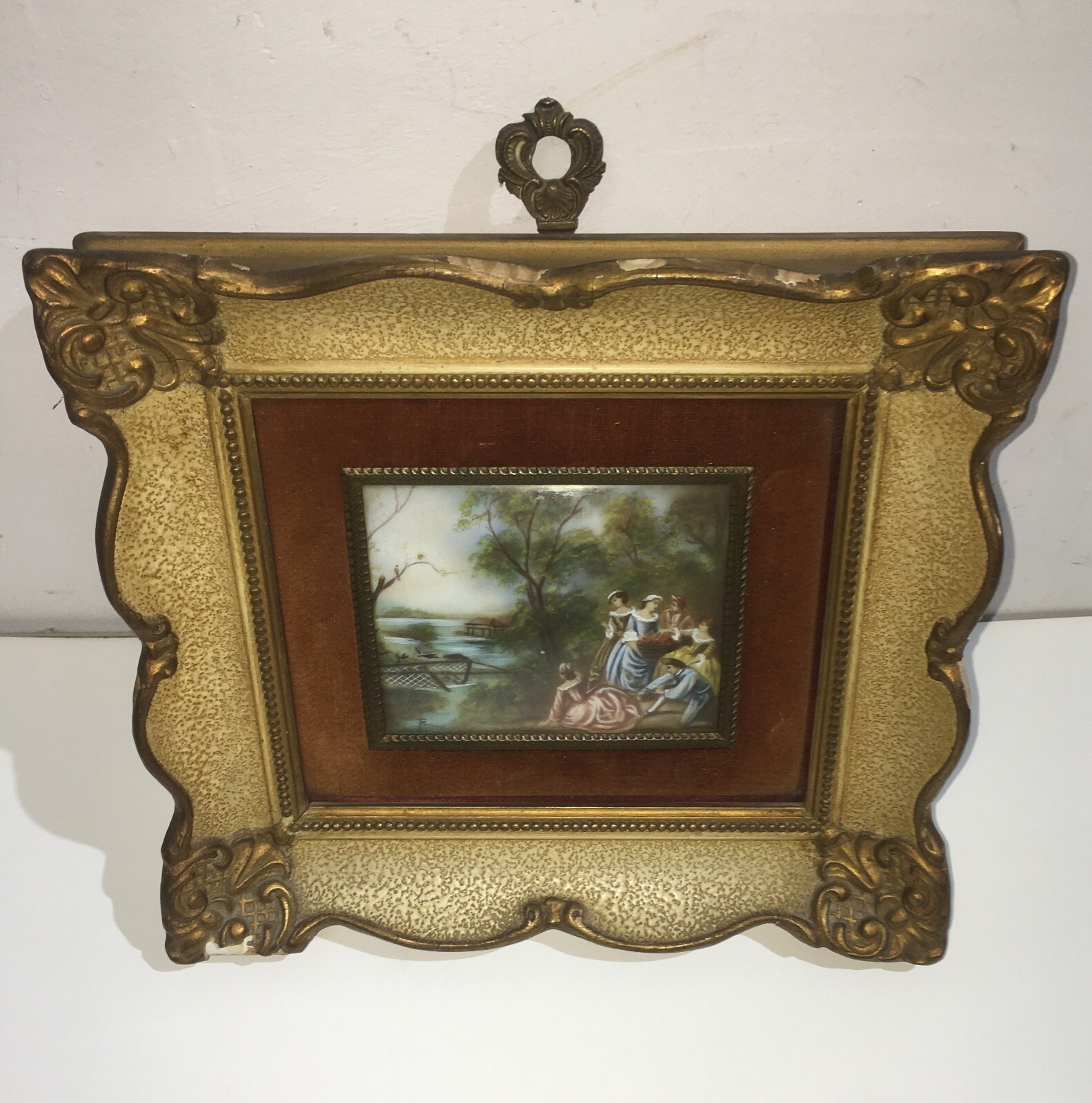 Miniatura Con Scena Campestre E Veduta Animata, Cornice d'Epoca