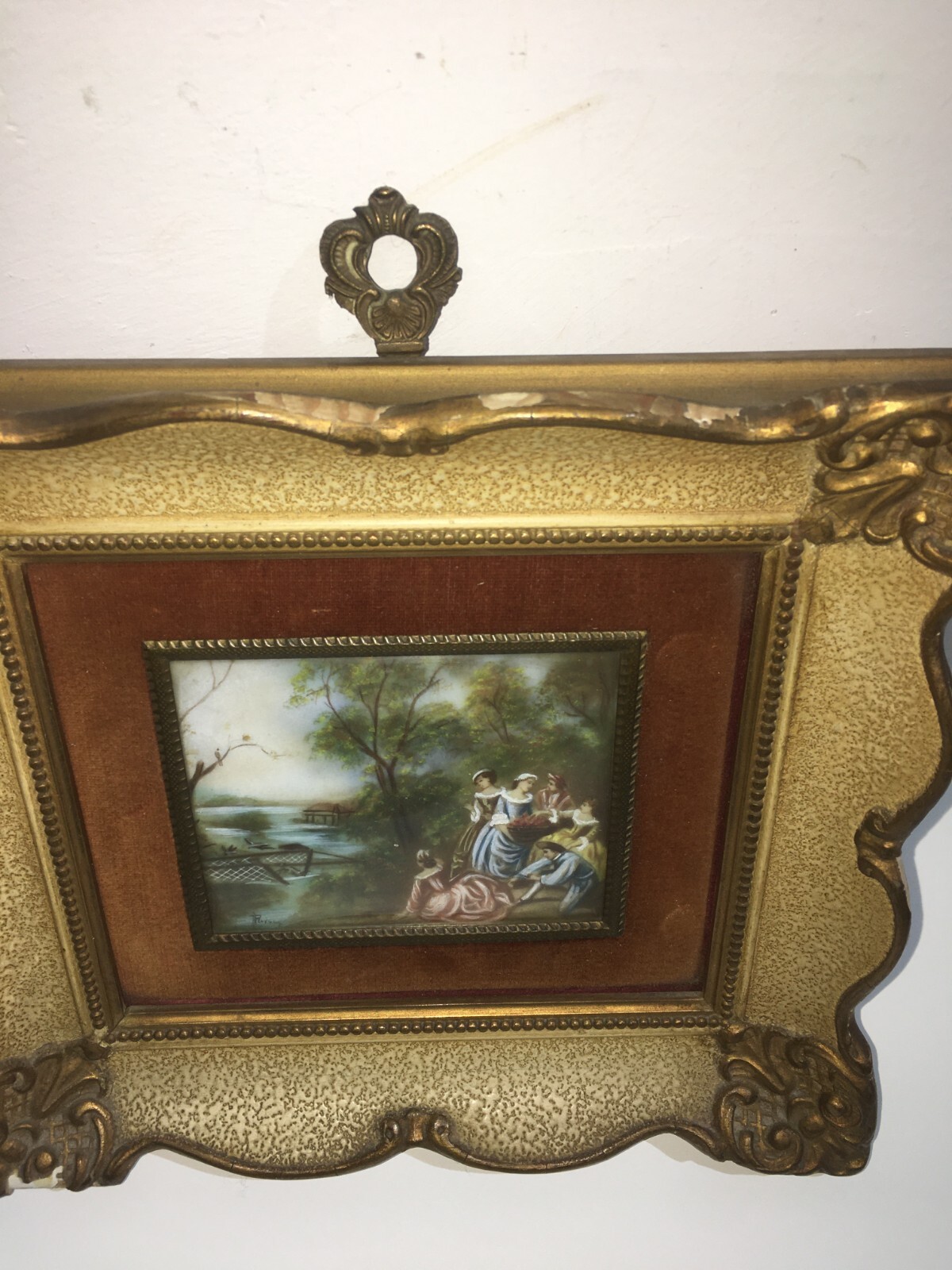 Miniatura Con Scena Campestre E Veduta Animata, Cornice d'Epoca