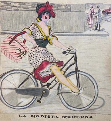 La Modista Moderna: Disegno Artistico A Colori Di Emilia Ferragamo, Primo '900