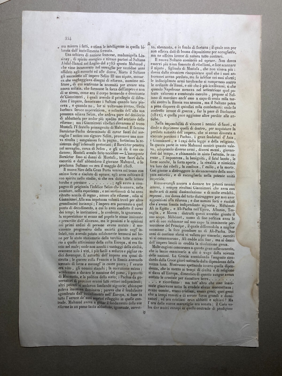Oriente, Turchia. Antico Ritratto Del Sultano Mahmud II. Incisione Del 1840.