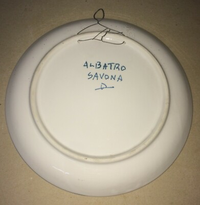 Savona, Albatro: Veduta Decorativa, Paesaggio Con Nave. Piatto Da Collezione Firmato