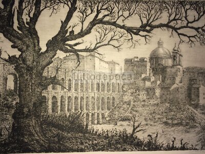 Veduta Di Ariccia, Incisione Originale Di Guido Caraffa
