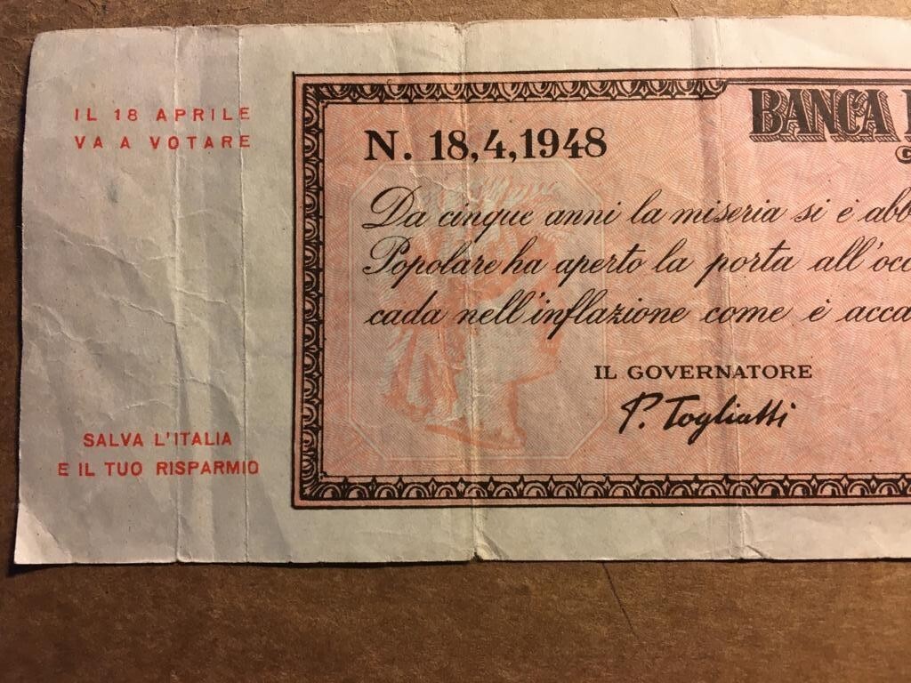 Assegno Satirico Di Propaganda Elettorale, Fronte Democratico Popolare, Togliatti E Longo, 1948