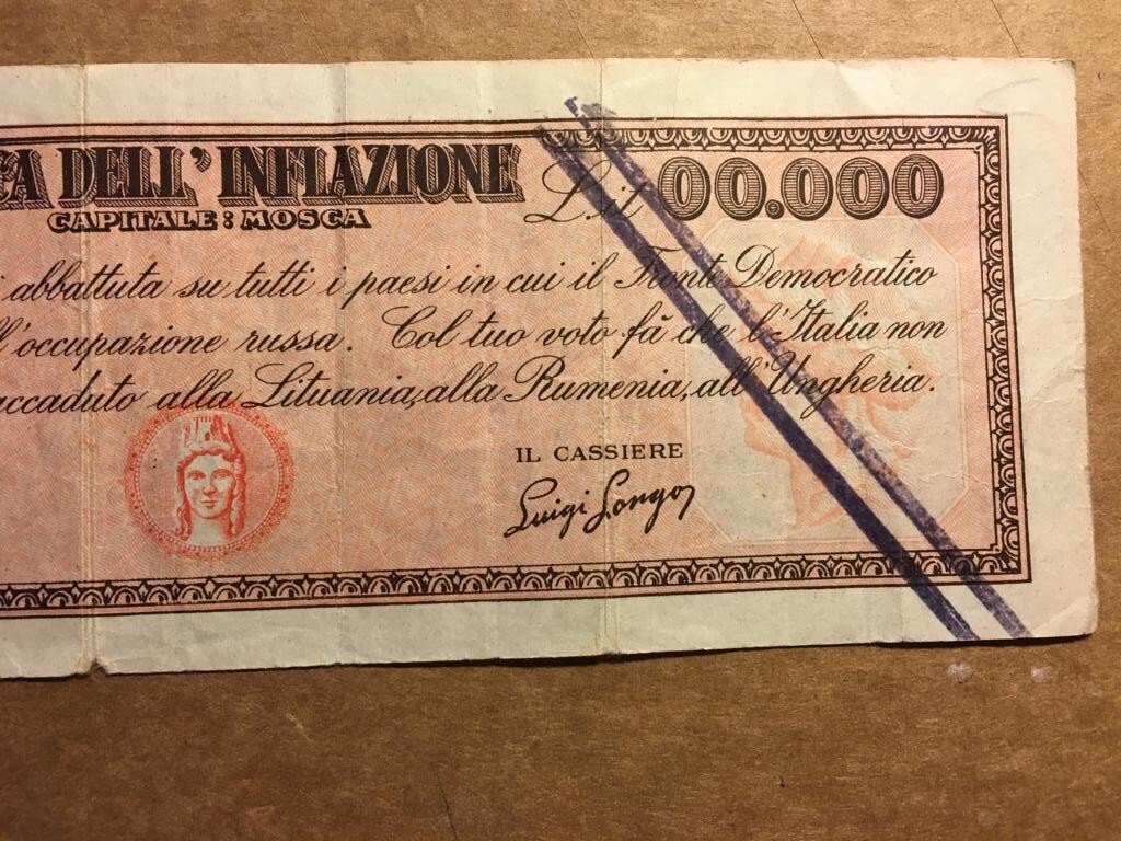 Assegno Satirico Di Propaganda Elettorale, Fronte Democratico Popolare, Togliatti E Longo, 1948