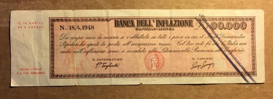 Assegno Satirico Di Propaganda Elettorale, Fronte Democratico Popolare, Togliatti E Longo, 1948