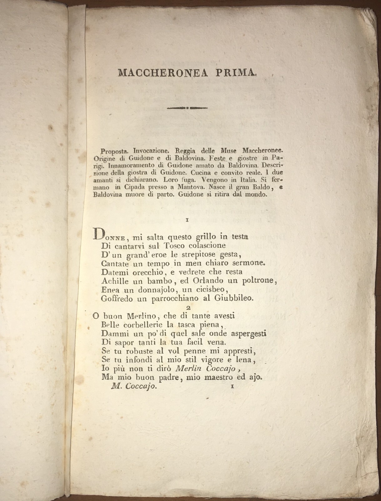 Landoni, Merlin Coccaio (Teofilo Folengo): Maccheronee Dieci, 1819