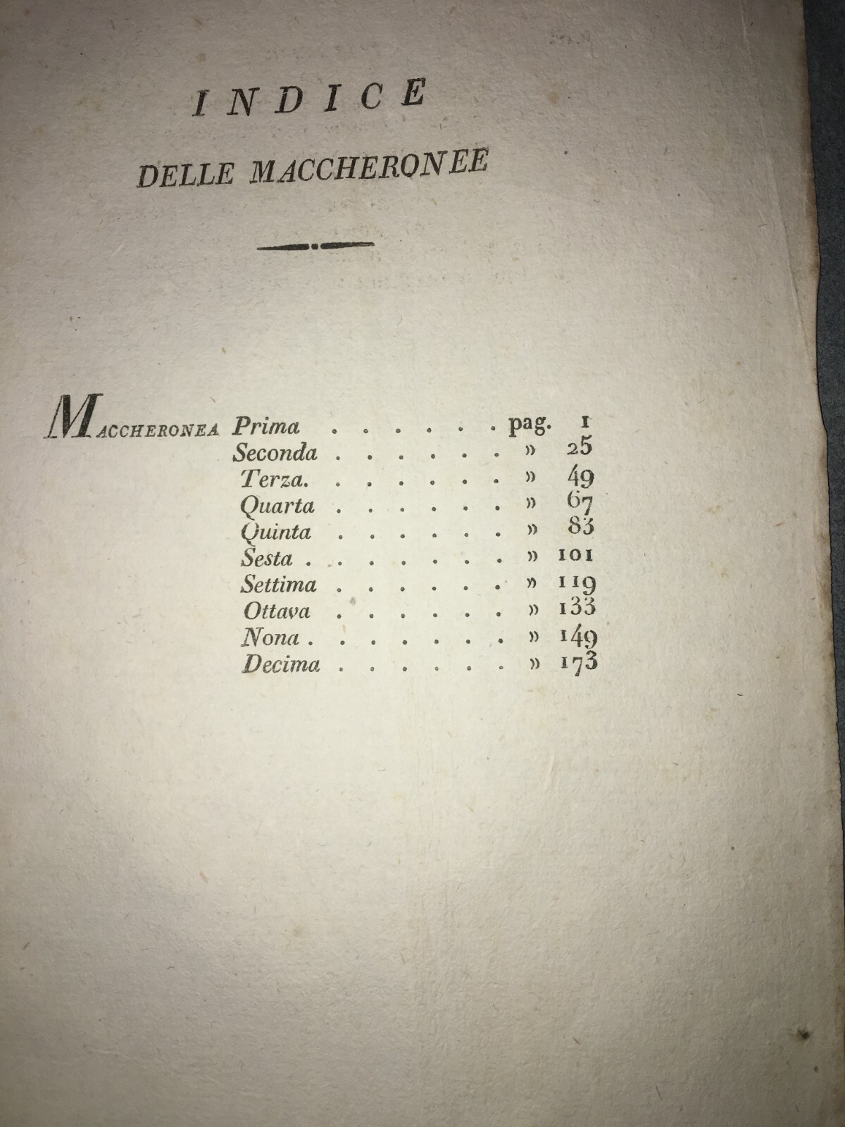 Landoni, Merlin Coccaio (Teofilo Folengo): Maccheronee Dieci, 1819