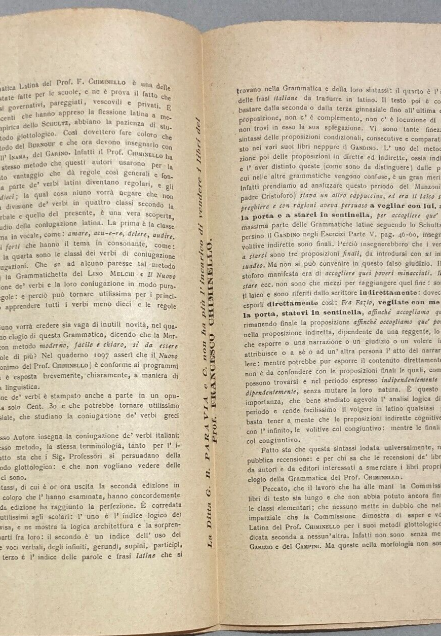 Como   Propaganda Editoriale   Editore Dante Grossi   Grammatica Italiana   Chiminello