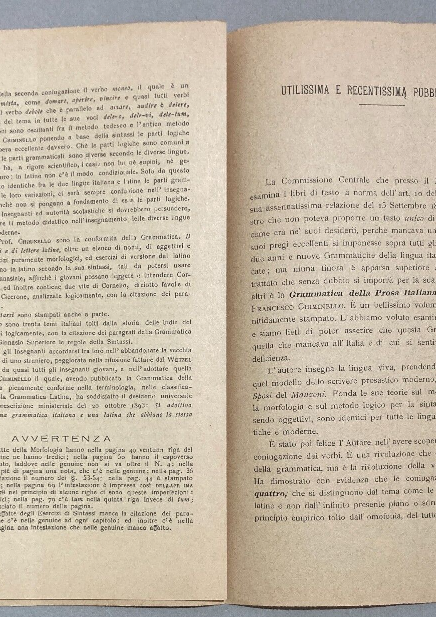 Como   Propaganda Editoriale   Editore Dante Grossi   Grammatica Italiana   Chiminello