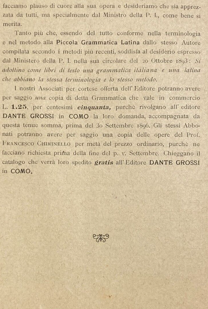 Como   Propaganda Editoriale   Editore Dante Grossi   Grammatica Italiana   Chiminello