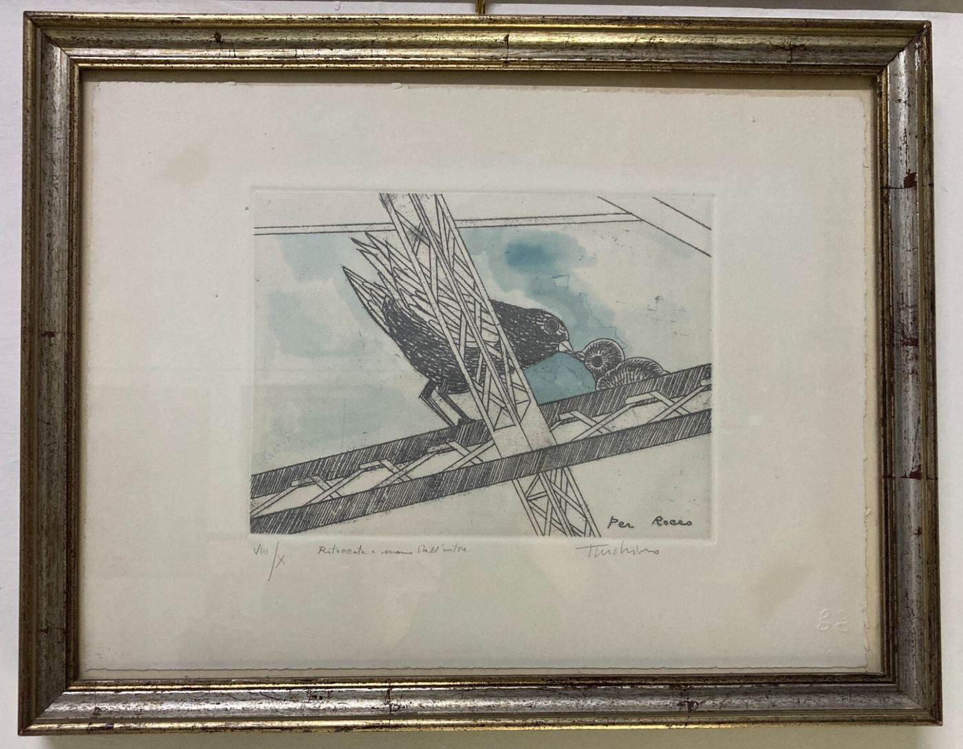 Arte Contemporanea   Artista Turchiaro   Incisione Colorata A Mano   Uccelli   Firmata