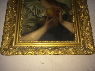 Dipinto Antico: Giovane Donna Con Arancia