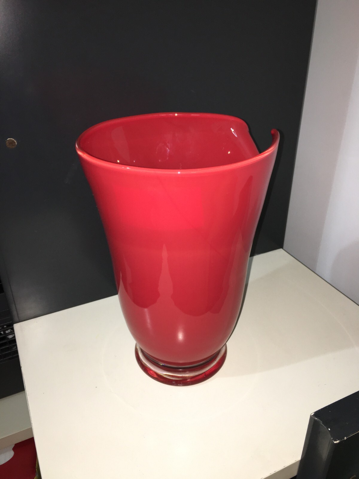 Arte Del Vetro, Design Murano, Nason, Suggestivo Vaso Rosso Firmato