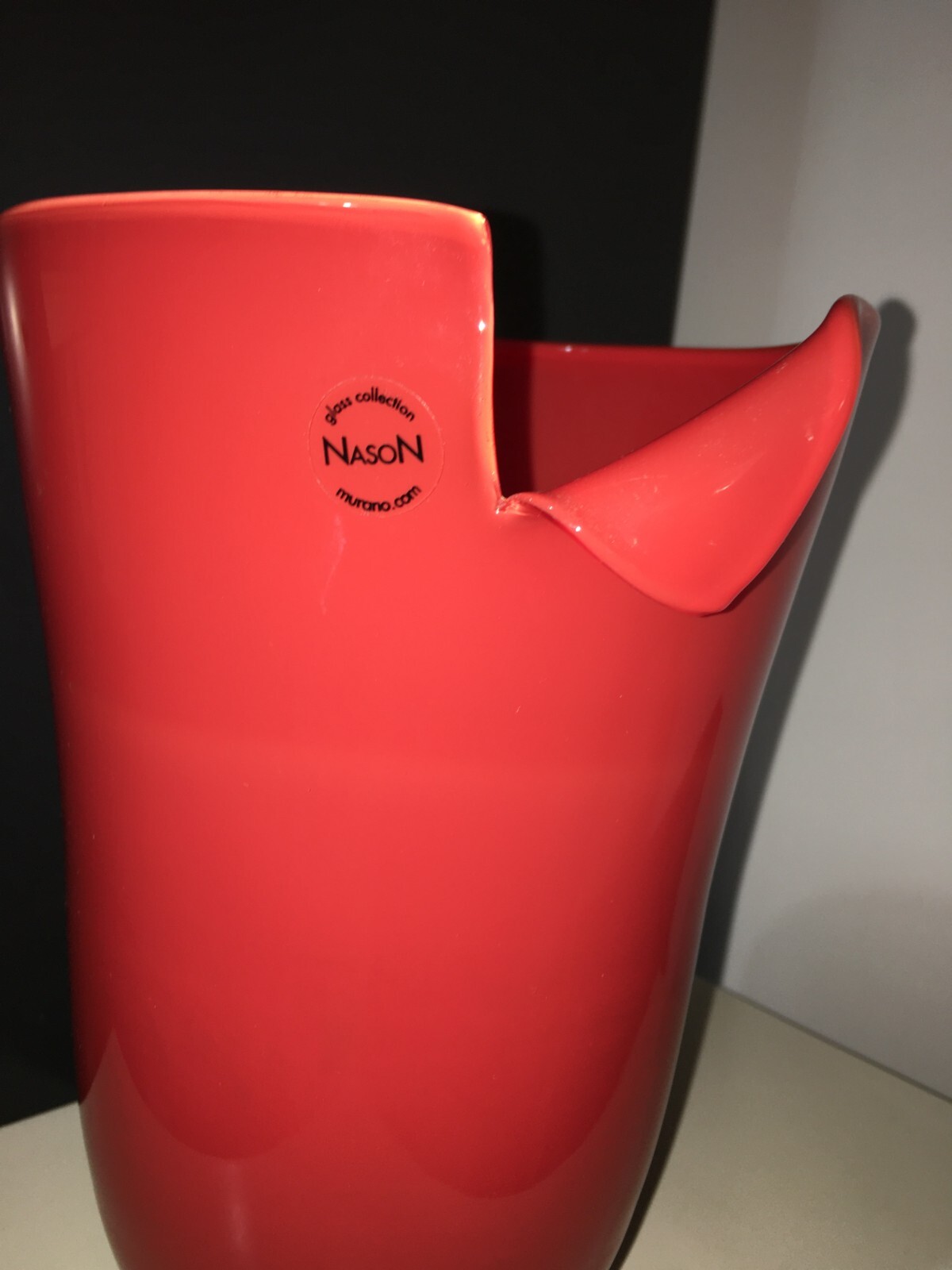 Arte Del Vetro, Design Murano, Nason, Suggestivo Vaso Rosso Firmato