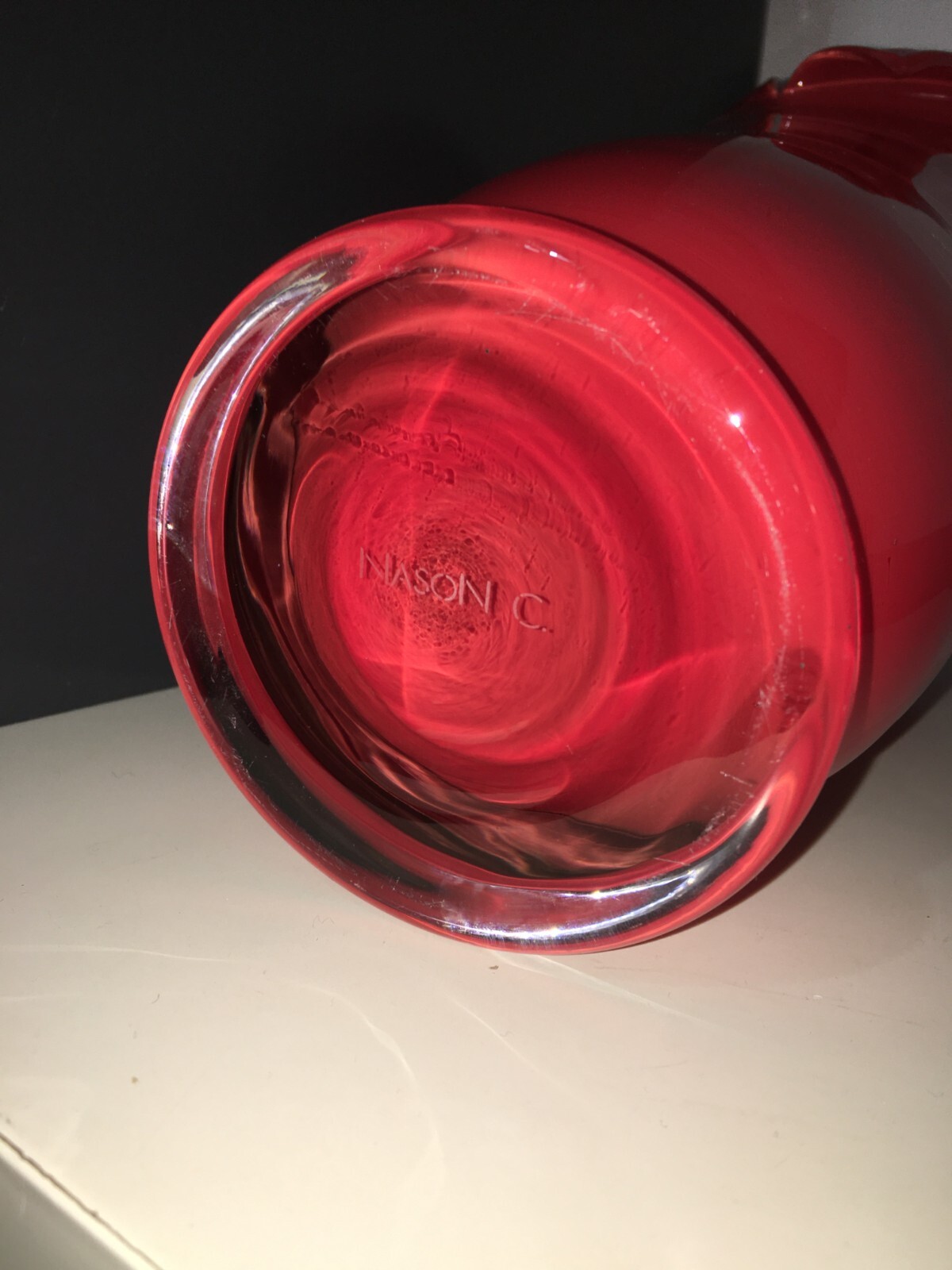 Arte Del Vetro, Design Murano, Nason, Suggestivo Vaso Rosso Firmato