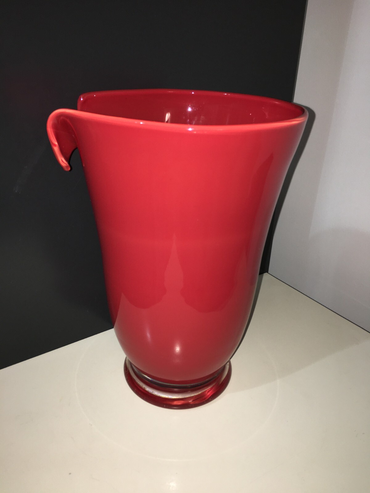 Arte Del Vetro, Design Murano, Nason, Suggestivo Vaso Rosso Firmato