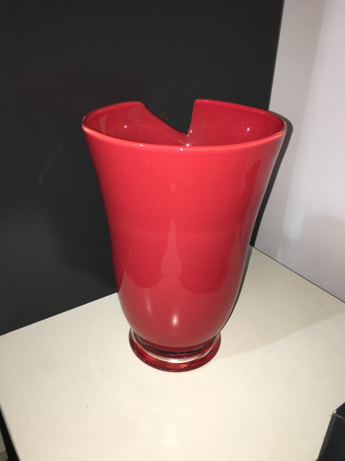 Arte Del Vetro, Design Murano, Nason, Suggestivo Vaso Rosso Firmato