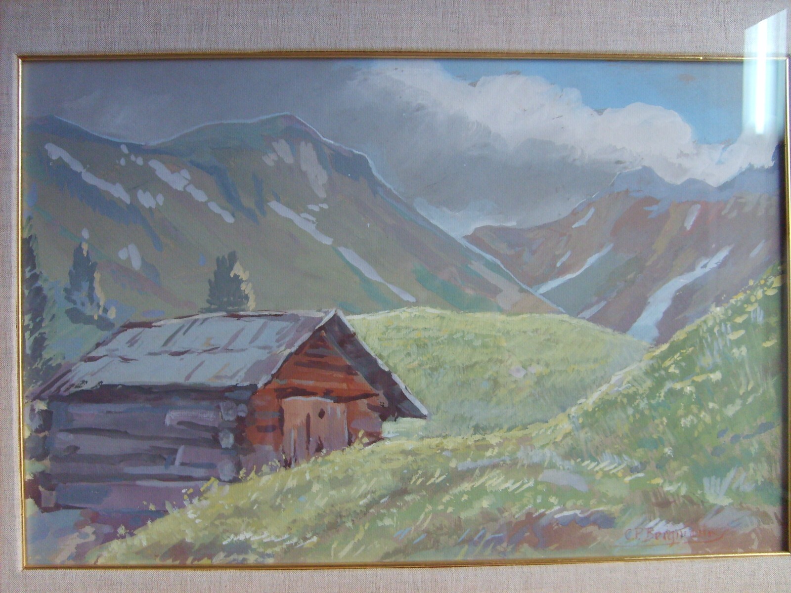 Paesaggio Montano Con Baita, Opera Firmata Di Conrad Peter Bergmann