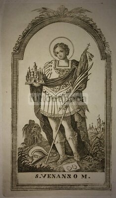 Stampa Popolare Devozionale   San Venanzo   Camerino   Raiano   Antica Incisione