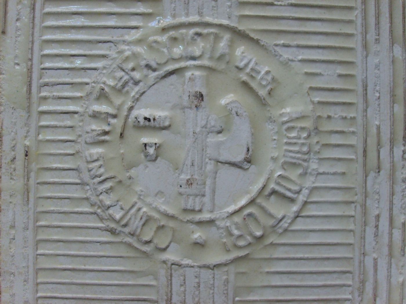 Veduta Di Paese (Ariano Irpino O Ferrazzano), Dipinto Su Ceramica, Epoca Fascista