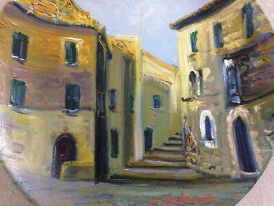 Veduta Di Subiaco, Piazzetta Di Pietra Sprecata   Piatto In Terracotta Dipinto