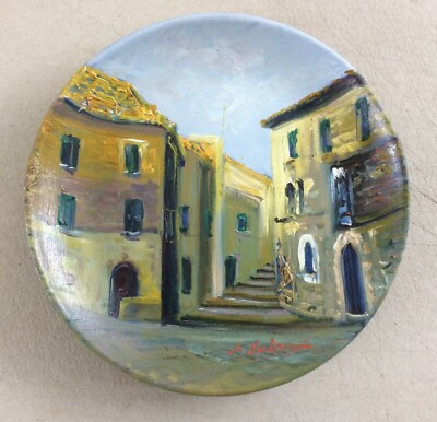 Veduta Di Subiaco, Piazzetta Di Pietra Sprecata   Piatto In Terracotta Dipinto