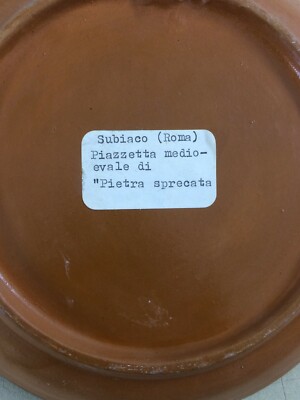Veduta Di Subiaco, Piazzetta Di Pietra Sprecata   Piatto In Terracotta Dipinto