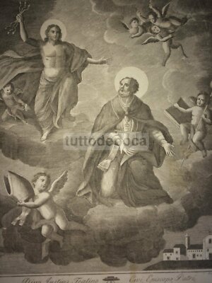 San Giustino, Patrono Di Chieti: Incisione Devozionale Con Stemma Cernelli, 1822