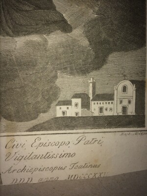 San Giustino, Patrono Di Chieti: Incisione Devozionale Con Stemma Cernelli, 1822