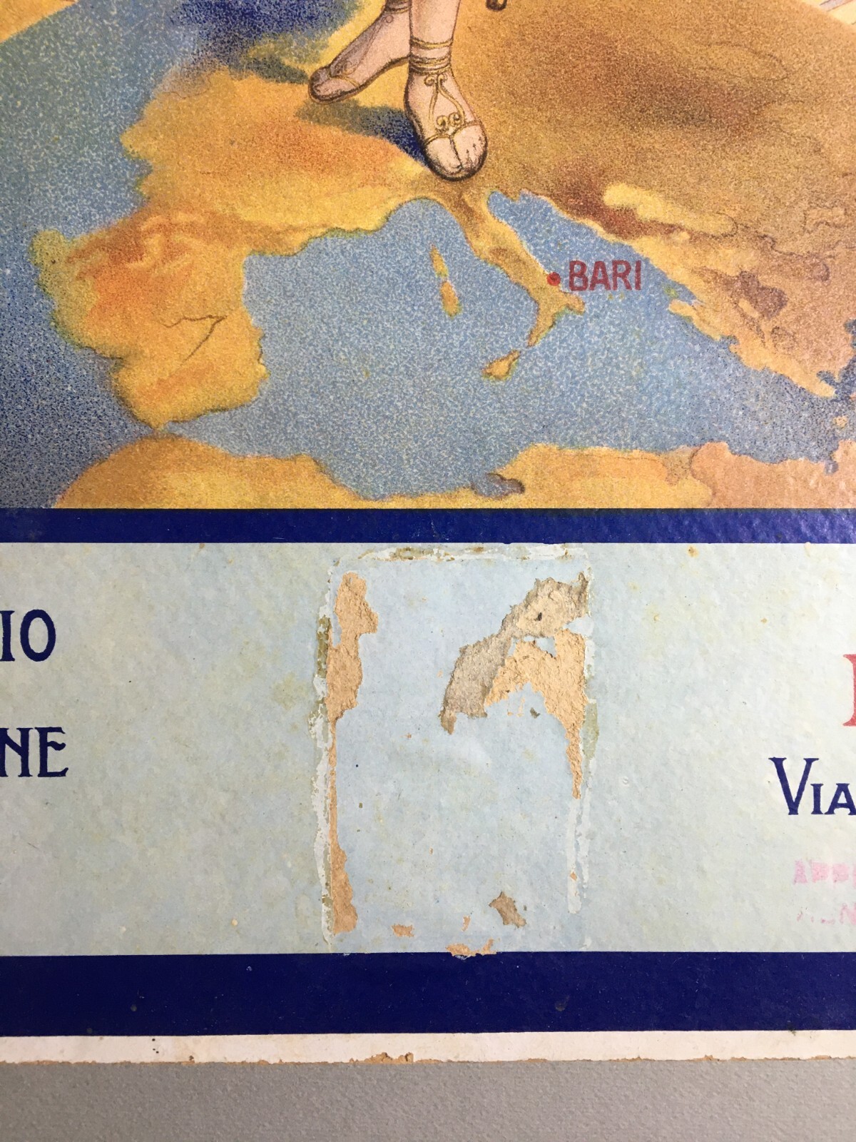 Giovanni Lamacchia Fu G. Manifatture Tessili Bari, Cartello Pubblicitario d'Epoca