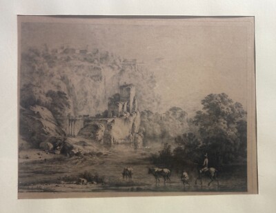 Antica Scena Pastorale, Veduta Con Fortificazioni, Artista Debucourt, 1800