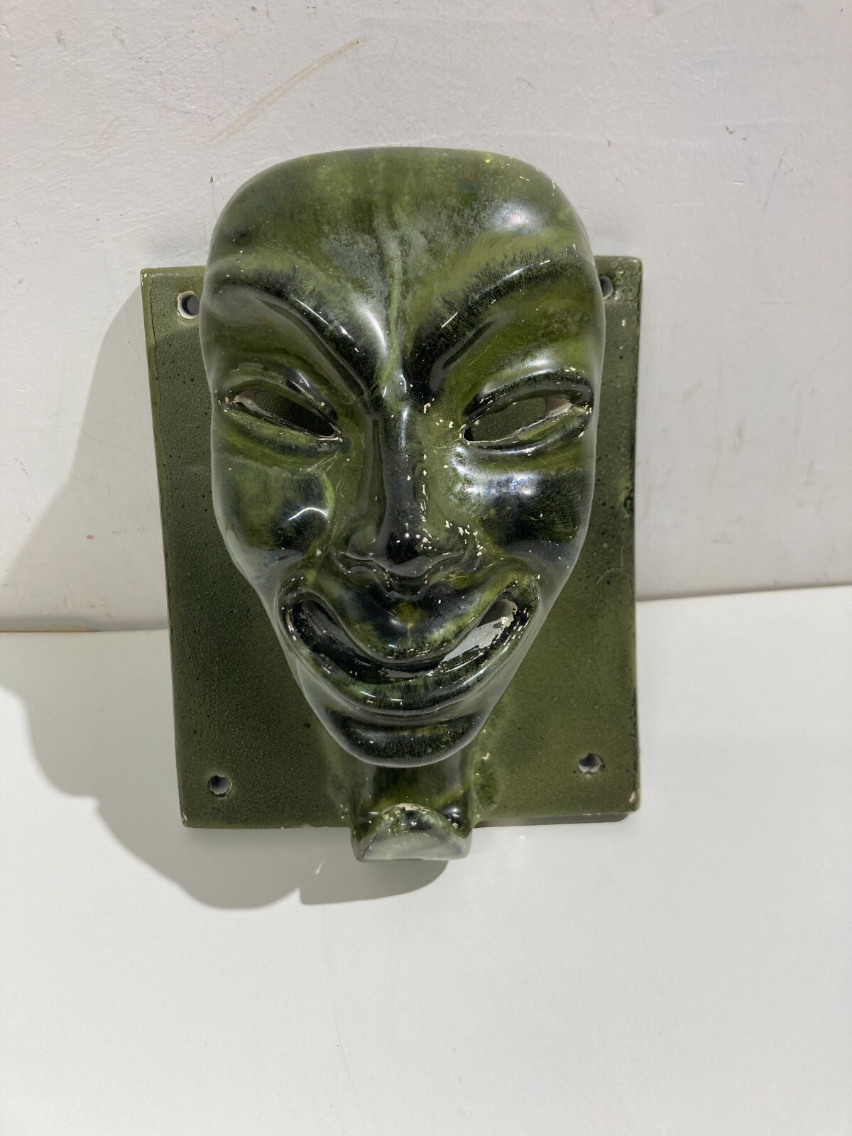 Raro Complemento d'Arredo In Ceramica Da Collezione, Venezia, S. Polo, Maschera Verde