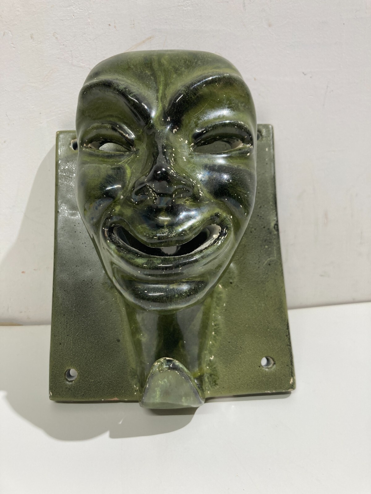 Raro Complemento d'Arredo In Ceramica Da Collezione, Venezia, S. Polo, Maschera Verde