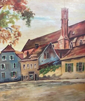Evocative Urban Landscape View, Artist Zeller, Decorative Painting, 1948