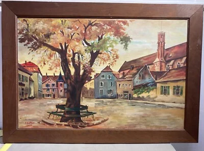 Evocative Urban Landscape View, Artist Zeller, Decorative Painting, 1948
